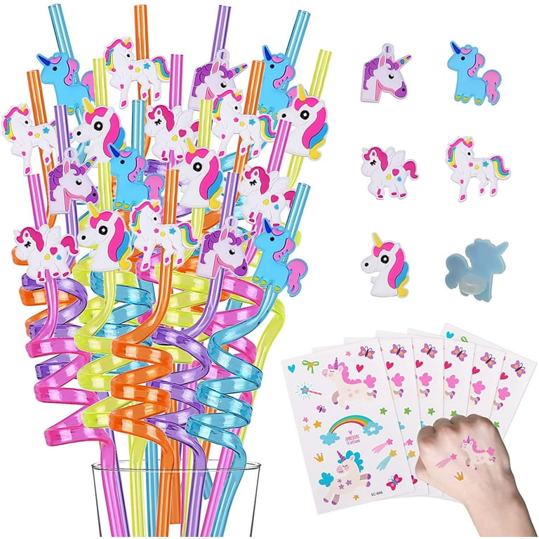 Reusable Unicorn Straws - 26 Pcs Unicorn Birthday Party Favors for
