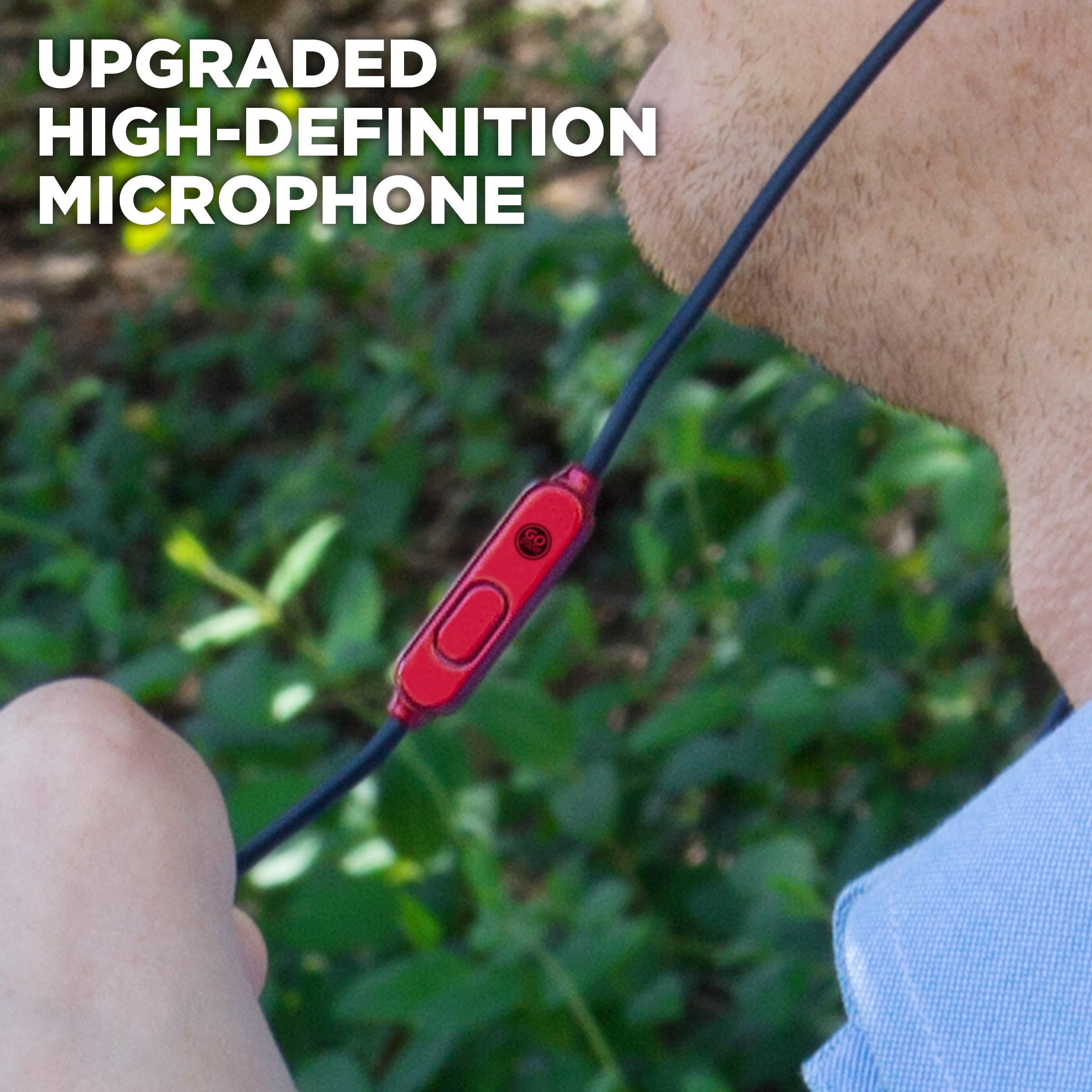 Rugged AudiOHM RNF Red Ergonomic Earbud Headphones with Lifetime Warranty by GOgroove feat. Handsfree Mic and Military Grade Materials for Body Armor - Works With Apple , Samsung , HTC and More