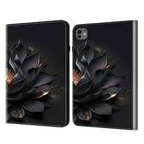 ELEHOLD Pattern Wallet Case for iPad Air 13 inch 2024/iPad Pro 12.9 inch 2022/2021/2020/2018,Premium PU Leather Auto Wake/Sleep Case Folio Stand Flip Cover with Pen Holder & Card Slot,Lotus