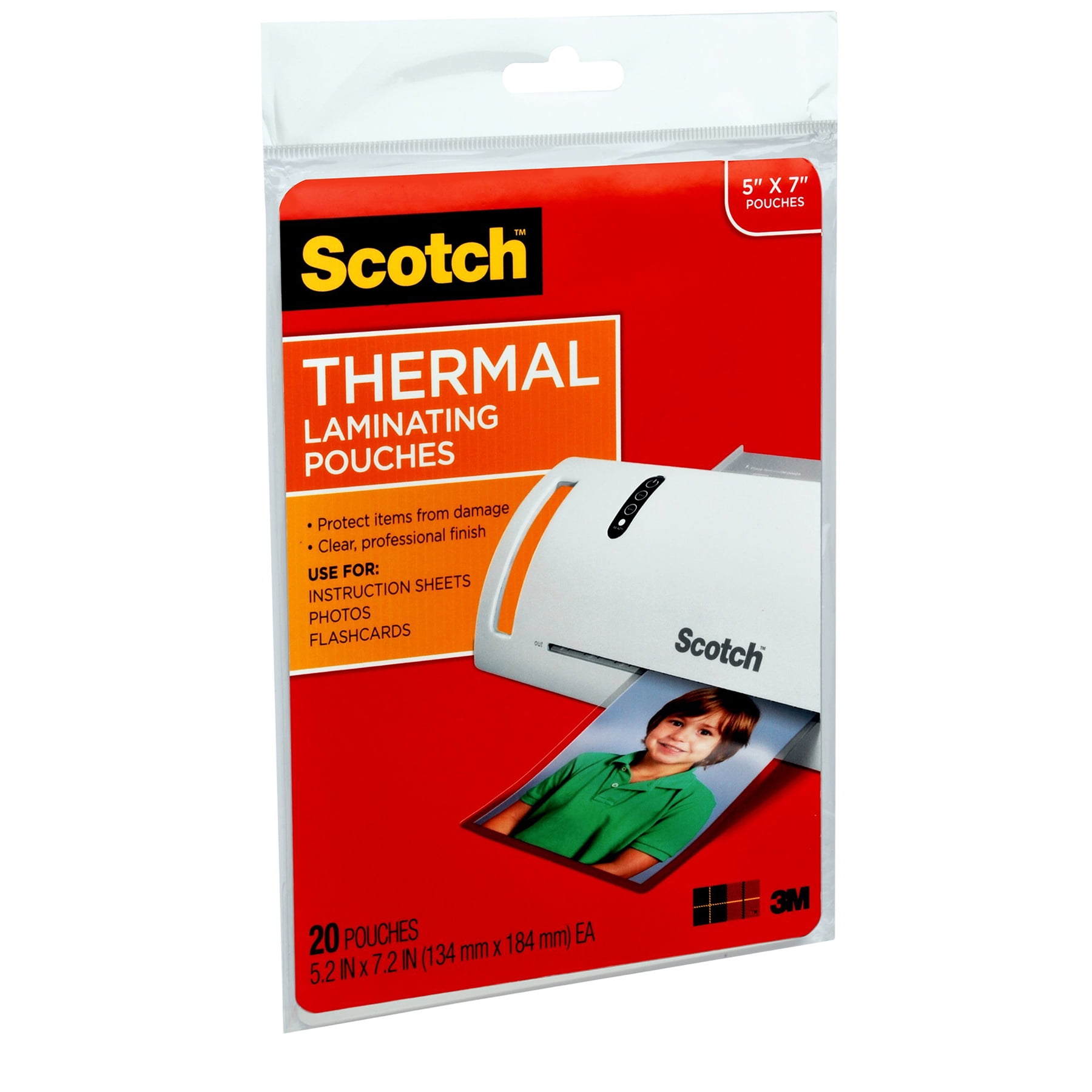 Scotch Thermal Laminating Pouches, 5 mil, 5" x 7", 20 Per Pack, 3 Packs