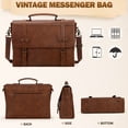 thumbnail image 5 of RAINSMORE Mens Messenger Bag 17 Inch Waterproof Vintage Leather Laptop Briefcase Satchel Bag Computer Shoulder Bag Large Laptop Bag for Office Business Travel College,Browm, 5 of 9