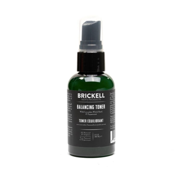 Brickell Men's Tónico equilibrante para hombres Tónico facial natural y orgánico sin alcohol, pepino, menta y hamamelis, 2 onzas perfumado