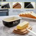 thumbnail image 4 of Large Ceramic Butter Dish with Acacia Wooden Lid, Black Butter Keeper for Countertop, Kitchen Decor and Accessory, 4 of 7