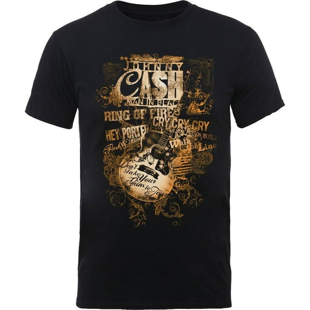 Johnny Cash Adult Guitar Song Titles T-Shirt