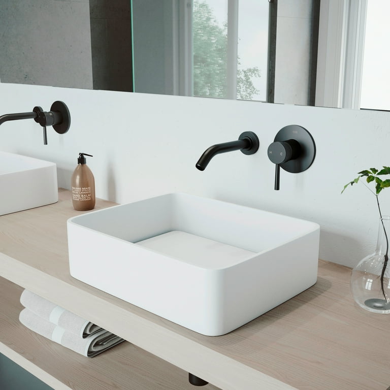 Wall Mounted Faucet Matte Black Bathroom Kitchen Faucet Single Handle