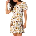 thumbnail image 2 of Honeii Cute Bee Honey Jar Hive Bear Print Women's Loose Short Sleeve Nightgown, Soft Cotton Sleepwear, Comfy Loose Fit Pajama Dress for Sleep and Lounge, 2 of 6