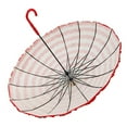 thumbnail image 5 of Ruffle Lace Pagoda Umbrella, Windproof Sunshade & Rain Umbrella with Curved Handle for Brides, Weddings, Fashion Shows & Outdoor Events – Red, 5 of 10
