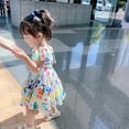 thumbnail image 7 of Summer Kids Baby Girls Graffiti Dress Cute Short Sleeve Backless Dresses Skirt, 7 of 7