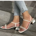 thumbnail image 5 of 2024 Juebong Rhinestone Flat Sandals for Womens Dressy Square Open Toe Heels Sandals Low Block Chunky Heeled Sandal Crystal Jeweled Sandal Shoes for Summer Beach Oceanside Holiday Outdoor, 5 of 5