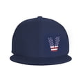 thumbnail image 2 of DouZhe Flat Brim Cap Snapback Hat, Alphabet V America Usa Flag Prints Adjustable Blue Adult Baseball Cap, 2 of 7