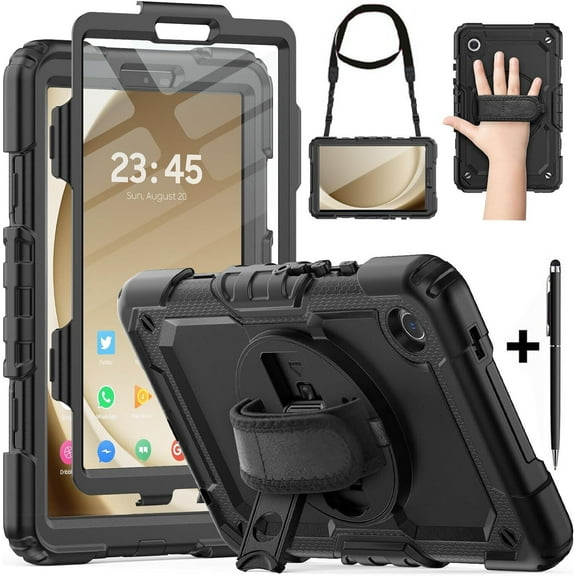 Case for Samsung Galaxy Tab A9 8.7 Inch 2023 SM-X110/X115/X117 with Screen Protector | Full Body Shockproof Cover with Pen Holder Stand Hand Shoulder Strap Stylus Pen