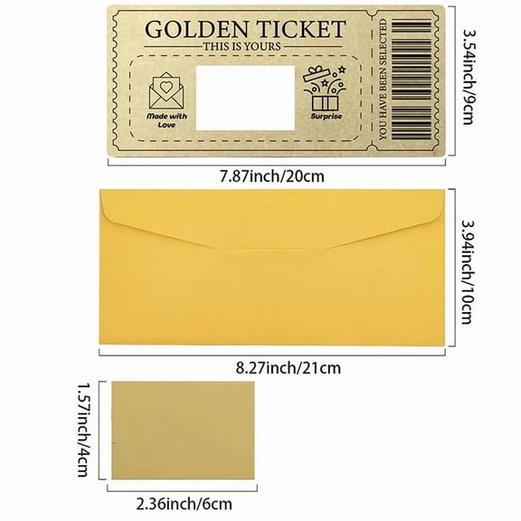 Scratch-off Card Raffle Gift Scratch Off Ticket Golden Ticket Surprise Concert Ticket Party Favor With Envelope Cinema Voucher
