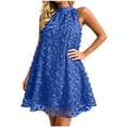 thumbnail image 2 of ClodeEU Women's Halter Neck Lace Mini Dress,Sleeveless A Line Flare Cocktail Dress Blue,Women's Plus L, 2 of 7