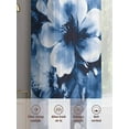 thumbnail image 6 of Blue Flowers Sheer Curtains for Living Room Bedroom, Light-filtering Sheer Curtain, Petals Silhouette Watercolor Boho Ink Blooming Rod Pocket Voile Window Treatment Drapes, 52’’Wx63’’L, 2 Panels Set, 6 of 7
