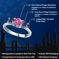 thumbnail image 2 of Gem Stone King 14K White Gold Pink Created Sapphire & Blue Created Sapphire 3-Stone Engagement Ring | 1.05 Cttw | Round 5MM and 4MM | Three Stone Wedding Anniversary Promise Ring for Women (Size 8), 2 of 6