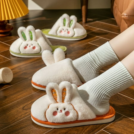 

Cathalem Warming Slippers for Women Microwave Women s Rabbit Wool Slippers Autumn And Winter Cute Net Women Slippers Memory Foam Orange 7.5