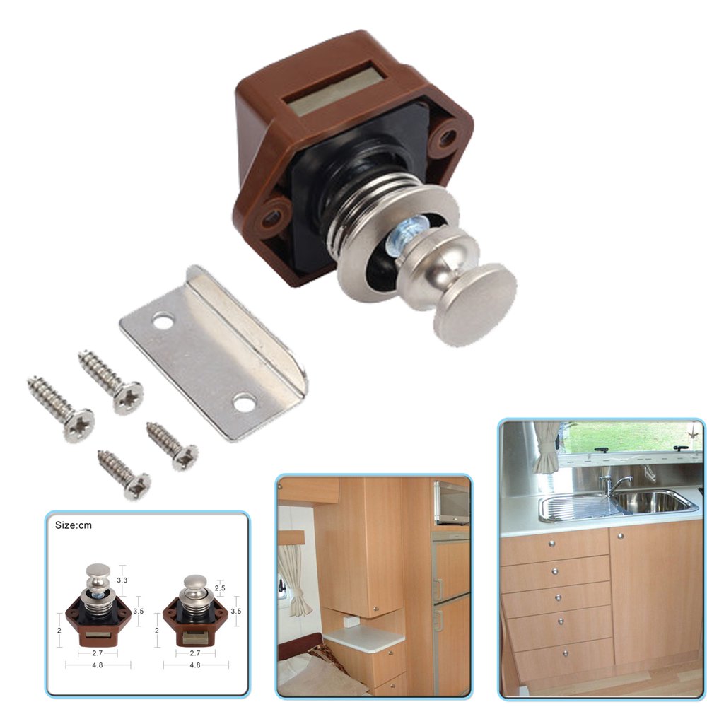 ESYNIC Push Button Drawer Cupboard Door Catch Lock Caravan Motorhome
