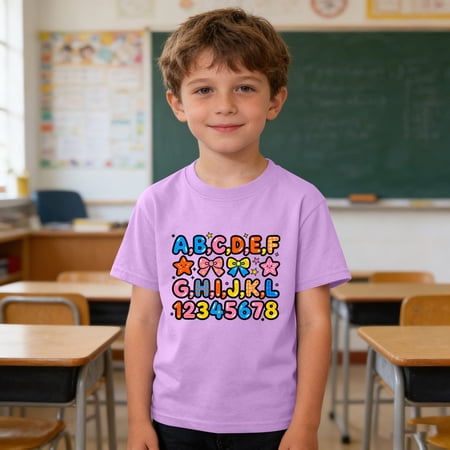 Short Sleeve Graphic T-Shirt for Kids with Cute Prints Soft Breathable Fabric for School Play and Casual Everyday Wear