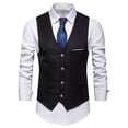thumbnail image 2 of Joernso Pockets Removable White Strips Suit Vest Classic Solid Color Men Business Waistcoat Workwear, 2 of 8