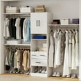 thumbnail image 2 of Sophshelter Divided 2 Doors 3 Drawers Closet Shelf Organizer, White 3D, 2 of 9