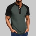 thumbnail image 2 of Blusa de Manga Corta de los Hombres Botones de Color Sólido Al Aire Libre Respirable Cuello Redondo, Sudadera Suelta Casual para Diario, 2 of 8