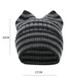 thumbnail image 2 of Women Girls Boys Teens Cute CAT Kitty Ears Hats, Winter Warm Knitted Stripe Grunge Accessories Slouchy Headgear, 2 of 2