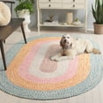 thumbnail image 4 of SAFAVIEH Braided Kent Geometric Machine Washable Reversible Area Rug, Aqua/Pink, 8' x 10' Oval, 4 of 12