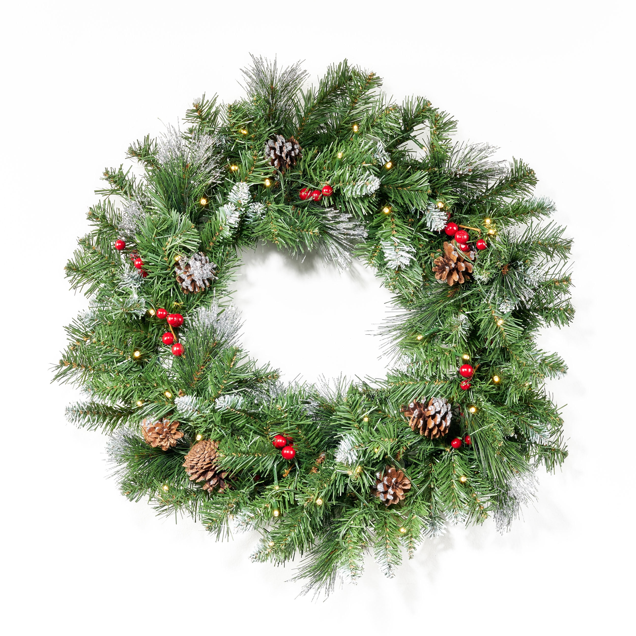 Large 60cm Spruce Frosted Christmas Wreath with Cones & Berries Large 60cm Spruce Frosted Christmas Wreath with Cones & Berries