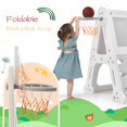 thumbnail image 5 of 7-in-1 Kids Climber Slide Playset, Playground Tent Rack Set with Basketball Hoop, Climbing Tunnel, Ladder and Whiteboard for Babies and Toddlers, Gray, 5 of 8