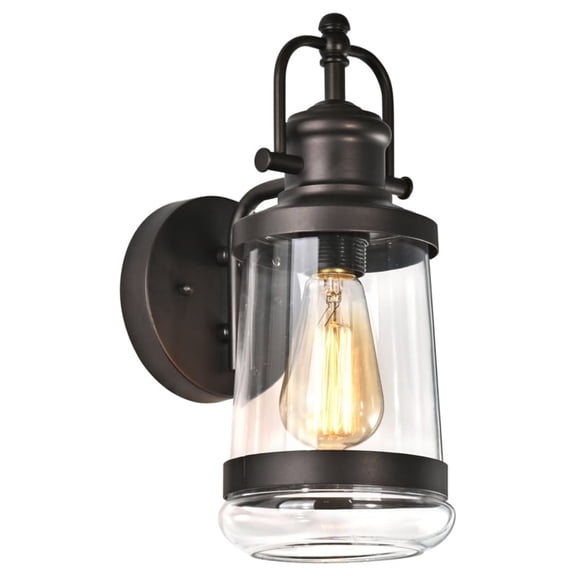 Lighting DERRICK Transitional 1 Light Rubbed Bronze Outdoor Wall Sconce 14" Height