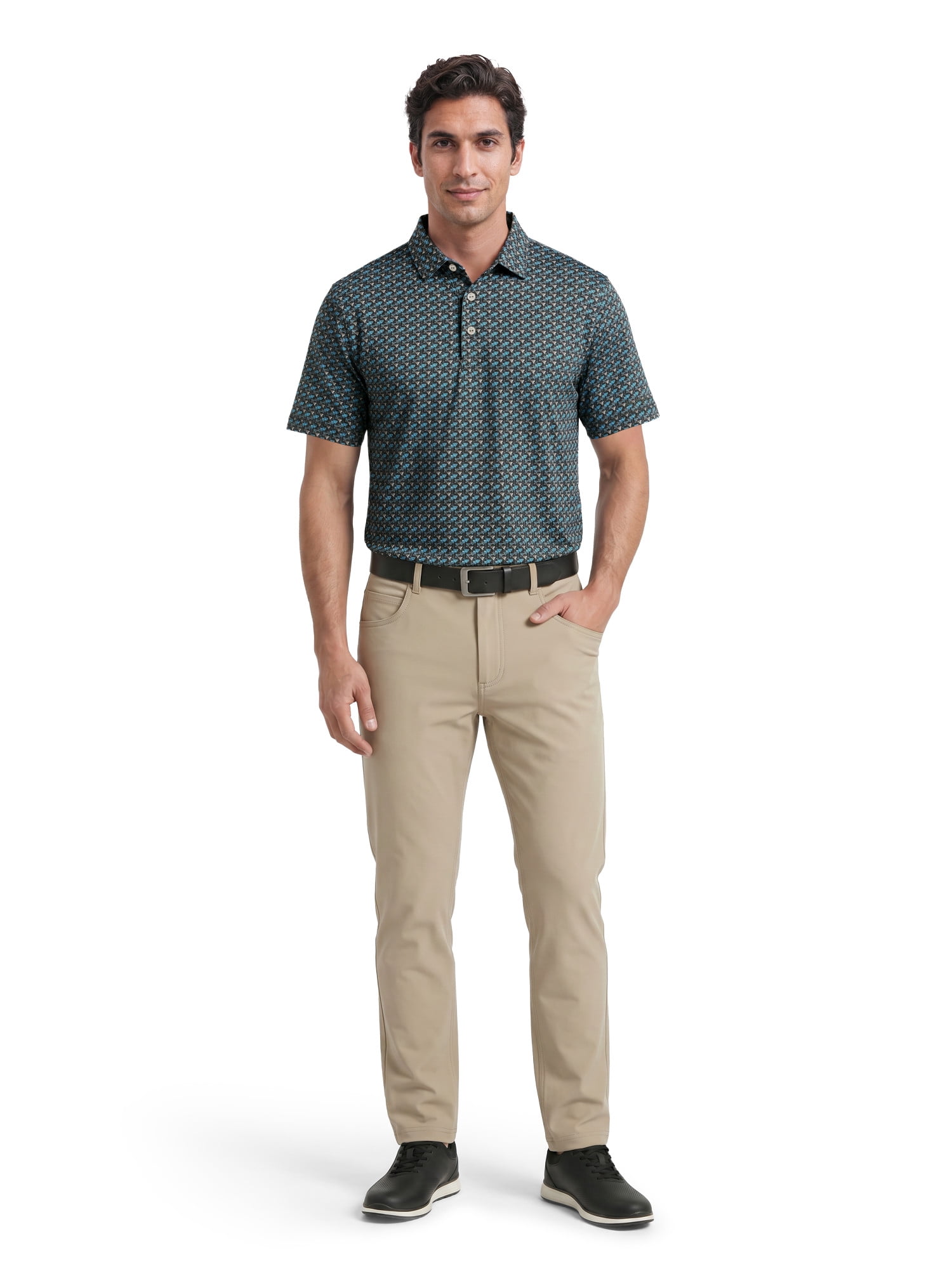 Ben Hogan Performance Men’s & Big Men's All-Over Martini Print Short Sleeve Golf Polo Shirt, Sizes S-4XLT