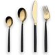 thumbnail image 1 of 24 Piece Titanium Black And Golden Plated Stainless Steel Silverware Set,black Handle With Golden Mouth Flatware Set Black And Golden Cutlery Set Serv, 1 of 5
