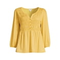 thumbnail image 5 of Time and Tru Women’s Smocked Peplum Top, Sizes XS-3XL, 5 of 5