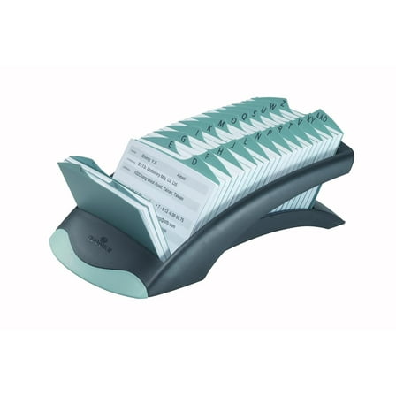 DURABLE TELINDEX, Black Desk Address Card File, 500 Double-Sided Cards, 25 Alphabetical Dividers (241201)