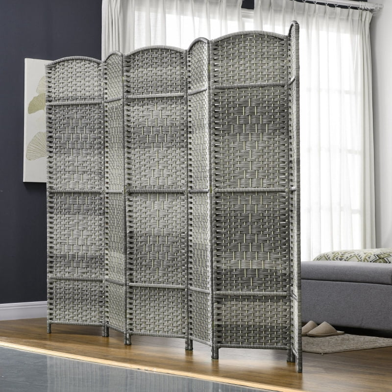 Alvantor 6-Panel Folding Privacy Screen, Freestanding Room Divider with PP Woven Panels 94.5"x70.9" Mixed Gray