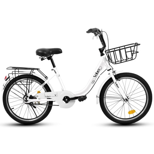Tyethy 20" Princess Kids Girls Bike for 5-10 Years Old Child, Single Speed Steel Frame Bicycle with V-Brake, Fits Riders 4'1" - 4'8", White