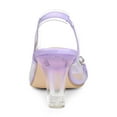 thumbnail image 4 of BLISSFUL STEP Women's Flower Rhinestone Slingback Clear Mid Heel Slip On Sandals Purple 5.5, 4 of 8