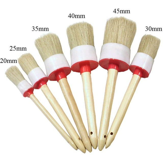 Pincel de cera para pintura de tiza, pincel para manualidades, pincel para encerar con tiza, arte, decoración del hogar, cepillo para limpiar el automóvil, cepillo para detalles con mango de madera