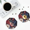 thumbnail image 4 of Pofeuu Colorful Flower Peacock Print Coasters for Drinks, 4Pack PU Leather Coasters, Bar Drink Coasters for Tabletop Protection, Furniture from Damage-Octagon, 4 of 6