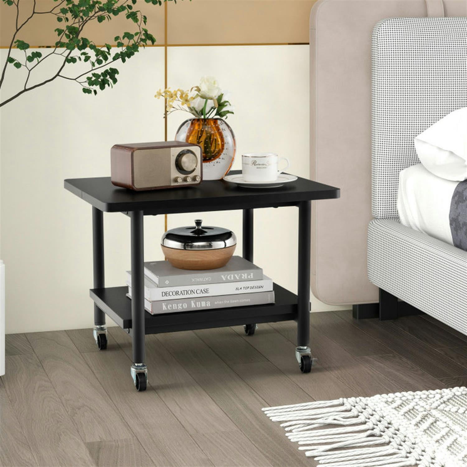 Demi Bonn Under Desk Printer Stand with 4 Wheels and Locking Mechanism, Laptop Workstation for Laptops, Books, Tablets, and Art, Black