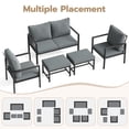 thumbnail image 4 of MRUAKA 5-Piece Outdoor Patio Conversation Set, Metal Frame Furniture Sofa with Armchairs & Coffee Table, Weather-Resistant Cushions for Balcony, Deck, Poolside Gray, 4 of 8