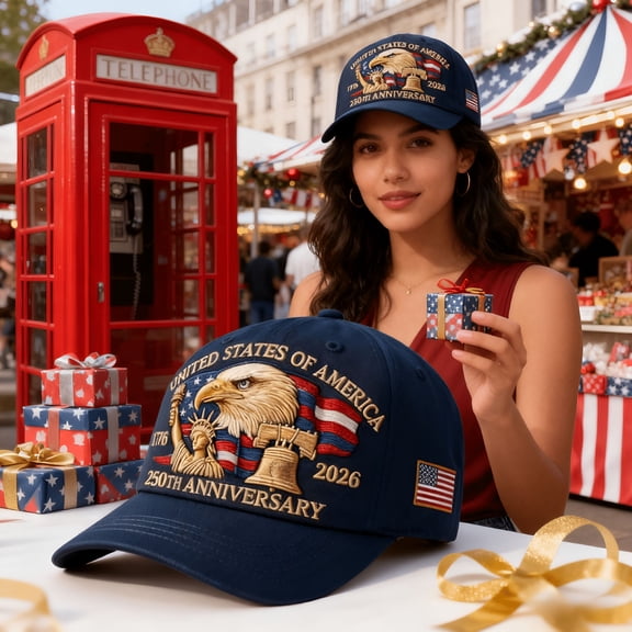 TELOLY 2026 New 250 Years Embroidered Anniversary Hat, Adjustable Retro Washed Patriotic Baseball Cap, Tribute Commemorative Cap, Blue