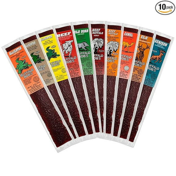 Buffalo Bob’s Exotic Jerky Sampler – 10 Pack Wild Game Jerky Variety Gift Set