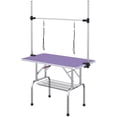 thumbnail image 1 of PawHut Adjustable Dog Grooming Table with 2 Safety Slings, Storage Basket, Purple, 1 of 7
