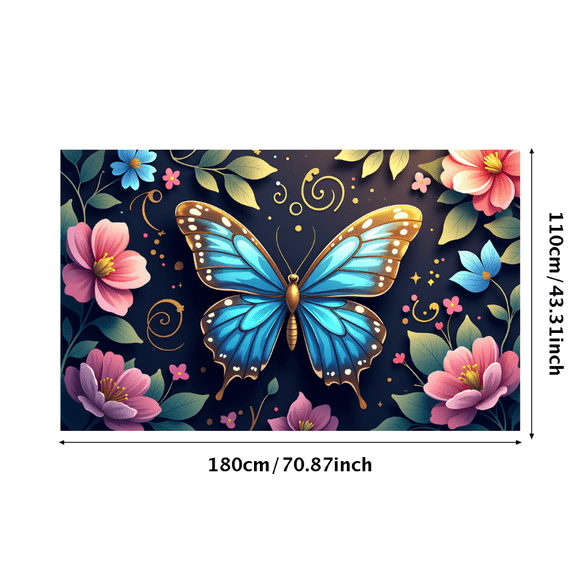 Bannière Fleur Papillon Toile de Fond pour Fêtes et Événements Belle Décoration Murale Jardin Vibrant Accessoire de Photographie Art Présentoir Fond Décoration Maison