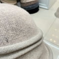 thumbnail image 6 of CoCopeaunts Bucket Hats for Women Wool Plaid Splicing Autumn Winter Warm Fisherman Hat Pleated Design Dome Small Brimmed Hat, 6 of 8