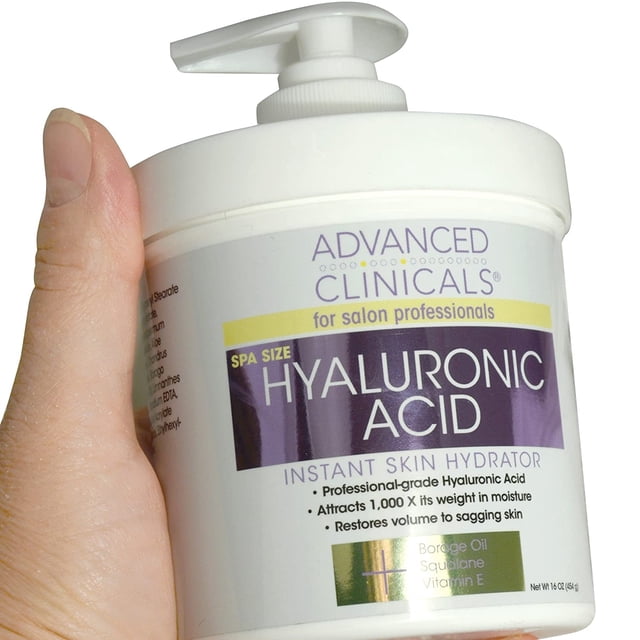 Crema de Ácido Hialurónico Advanced Clinicals Antiedad para Rostro Cuerpo y Manos Hidratación Instantánea 16oz Advanced Clinicals AC665676