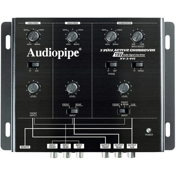Audiopipe XV-3-V15XP 3-Way Electronic Crossover with 15V Frequency Control