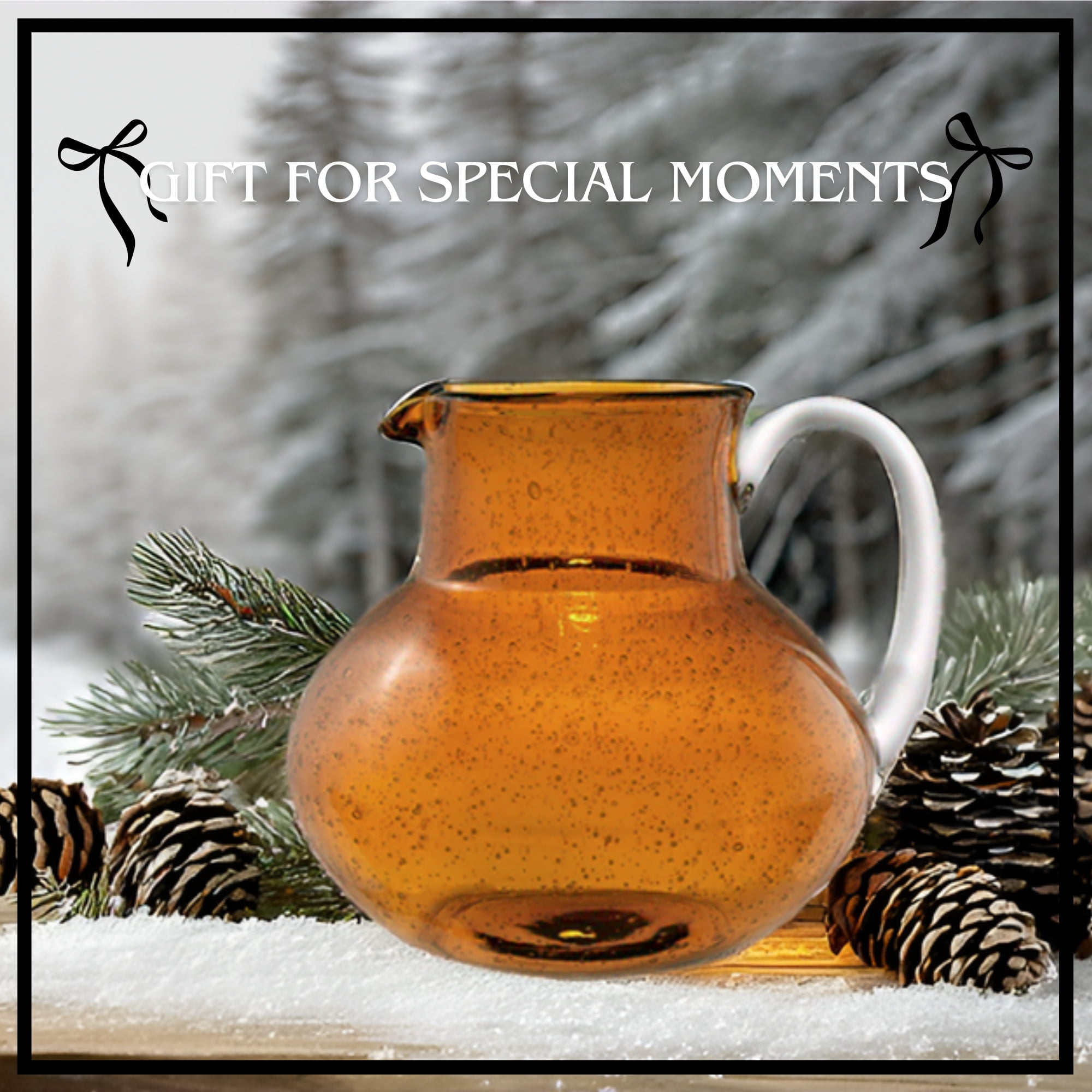 Artland Iris 90 Oz Handblown Glass Pitcher - Bubble Shape, Lead-Free - Versatile Drink Dispenser for Water, Juice, Cocktails - Enhanced Kitchen Decor, Dishwasher Safe (Amber)