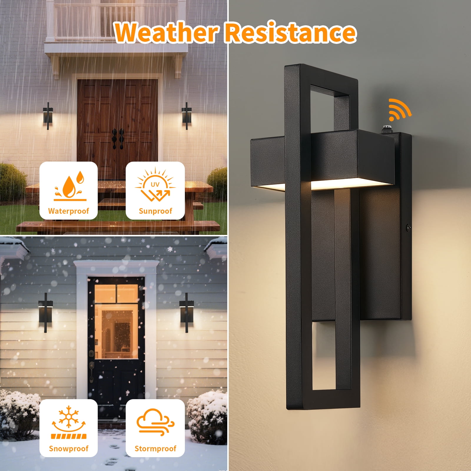 LED Outdoor Wall Sconce Dusk to Dawn Outdoor Lighting, Modern Exterior Lighting Fixtures, Black LED Front Porch Lights Outside Wall Mount Lights for House, Hallway, Warm White 3000K, 2 Pack